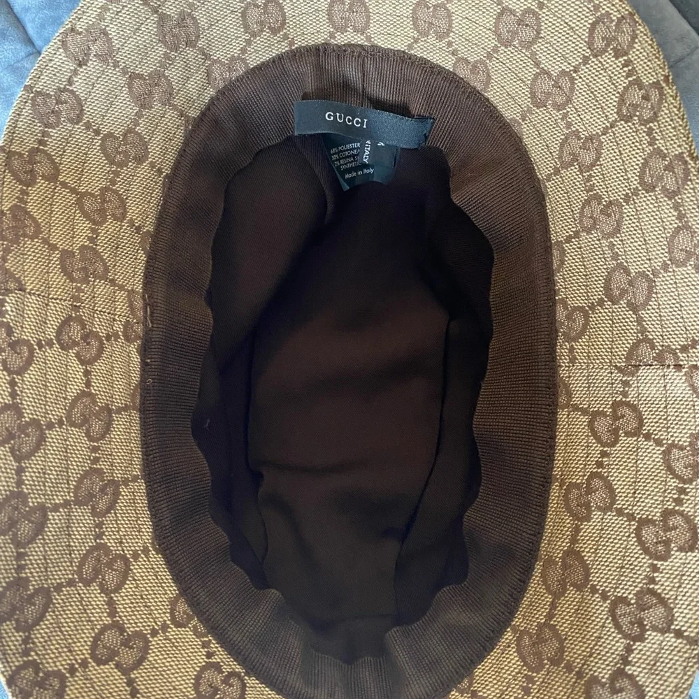 Gucci Monogram Bucket Hat with Orange Stripe